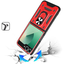 For Samsung Z Flip7 Case Camera Lens Cover Magnetic Ring Stand + Tempered Glass