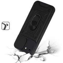 For iPhone 16e Case Sliding Lens Cover with Magnetic Ring Stand + Tempered Glass