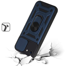 For iPhone 16e Case Sliding Lens Cover with Magnetic Ring Stand + Tempered Glass