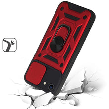 For iPhone 16e Case Sliding Lens Cover with Magnetic Ring Stand + Tempered Glass