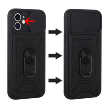 For iPhone 8 Plus/7 Plus Case Camera Lens Cover with Ring Stand + Tempered Glass