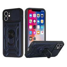 For iPhone 8 Plus/7 Plus Case Camera Lens Cover with Ring Stand + Tempered Glass