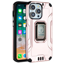 For iPhone 15 Case Metallic Cover Metal Magnetic Stand Cover + 3 Tempered Glass