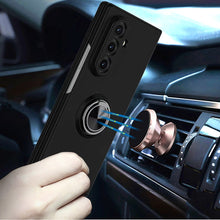 For Samsung Z Fold7 Case Rubberized Matte Metal RingStand Hybrid +Tempered Glass