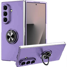 For Samsung Z Fold7 Case Rubberized Matte Metal RingStand Hybrid +Tempered Glass