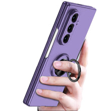 For Samsung Z Fold7 Case Rubberized Matte Metal RingStand Hybrid +Tempered Glass