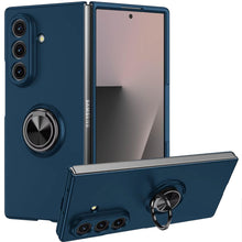 For Samsung Z Fold7 Case Rubberized Matte Metal RingStand Hybrid +Tempered Glass