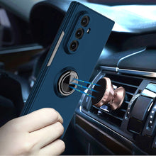 For Samsung Z Fold7 Case Rubberized Matte Metal RingStand Hybrid +Tempered Glass