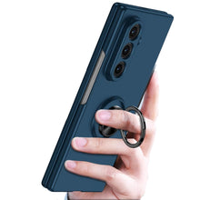 For Samsung Z Fold7 Case Rubberized Matte Metal RingStand Hybrid +Tempered Glass