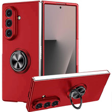 For Samsung Z Fold7 Case Rubberized Matte Metal RingStand Hybrid +Tempered Glass