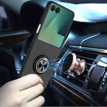 For Samsung Z Flip7 Case Rubberized Matte Metal RingStand Hybrid +Tempered Glass