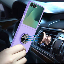 For Samsung Z Flip7 Case Rubberized Matte Metal RingStand Hybrid +Tempered Glass