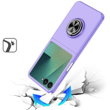 For Samsung Z Flip7 Case Rubberized Matte Metal RingStand Hybrid +Tempered Glass