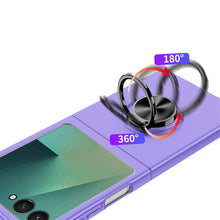 For Samsung Z Flip7 Case Rubberized Matte Metal RingStand Hybrid +Tempered Glass