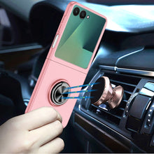 For Samsung Z Flip7 Case Rubberized Matte Metal RingStand Hybrid +Tempered Glass