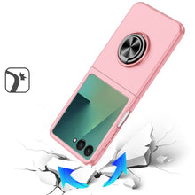 For Samsung Z Flip7 Case Rubberized Matte Metal RingStand Hybrid +Tempered Glass