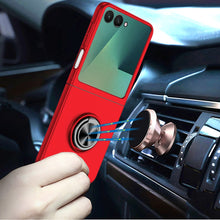 For Samsung Z Flip7 Case Rubberized Matte Metal RingStand Hybrid +Tempered Glass