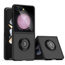 For Samsung Z Flip7 Case Metal Ring Stand Cover w/ Frosted Back + Tempered Glass