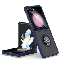 For Samsung Z Flip7 Case Metal Ring Stand Cover w/ Frosted Back + Tempered Glass