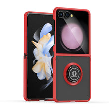 For Samsung Z Flip7 Case Metal Ring Stand Cover w/ Frosted Back + Tempered Glass