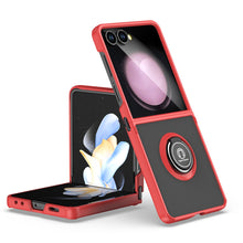 For Samsung Z Flip7 Case Metal Ring Stand Cover w/ Frosted Back + Tempered Glass