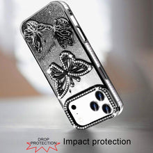 For iPhone 17 PRO Case Bling Butterflies 3D Glitter Phone Cover + Tempered Glass