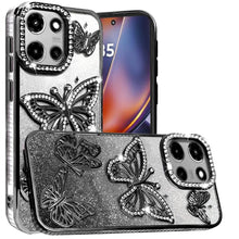 For Moto G 2025/2026/G Play 2026 Case Bling Butterflies 3D + Tempered Glass