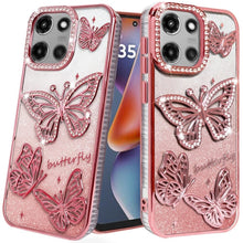 For Moto G 2025/2026/G Play 2026 Case Bling Butterflies 3D + Tempered Glass