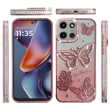 For Moto G 2025/2026/G Play 2026 Case Bling Butterflies 3D + Tempered Glass