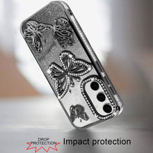 For Samsung A16 5G Case Bling Butterflies 3D Glitter Cover + Tempered Glass