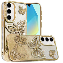 For Samsung A16 5G Case Bling Butterflies 3D Glitter Cover + Tempered Glass