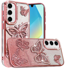 For Samsung A16 5G Case Bling Butterflies 3D Glitter Cover + Tempered Glass