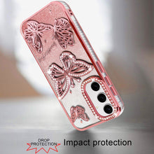 For Samsung A16 5G Case Bling Butterflies 3D Glitter Cover + Tempered Glass
