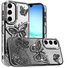 For Samsung A17 5G Case Bling Butterflies 3D Glitter Cover + Tempered Glass
