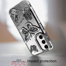 For Samsung A17 5G Case Bling Butterflies 3D Glitter Cover + Tempered Glass