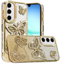For Samsung A17 5G Case Bling Butterflies 3D Glitter Cover + Tempered Glass