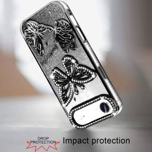 For iPhone Air Case Bling Butterflies 3D Glitter Phone Cover + Tempered Glass