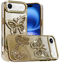 For iPhone Air Case Bling Butterflies 3D Glitter Phone Cover + Tempered Glass