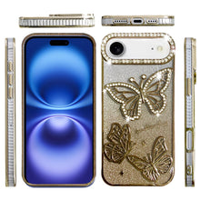 For iPhone Air Case Bling Butterflies 3D Glitter Phone Cover + Tempered Glass