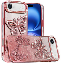 For iPhone Air Case Bling Butterflies 3D Glitter Phone Cover + Tempered Glass
