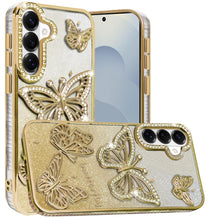 For Samsung S26+ Plus Case Bling Butterflies 3D Glitter Cover + Tempered Glass