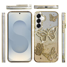 For Samsung S26+ Plus Case Bling Butterflies 3D Glitter Cover + Tempered Glass