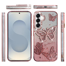 For Samsung S26+ Plus Case Bling Butterflies 3D Glitter Cover + Tempered Glass