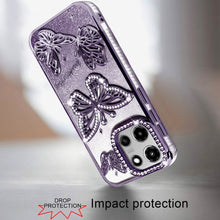 For Moto G Stylus 2025 Case Bling Butterflies 3D Glitter Cover + Tempered Glass