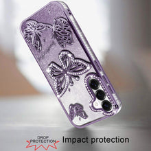 For Samsung S26 6.3" Case Bling Butterflies 3D Glitter Cover + Tempered Glass