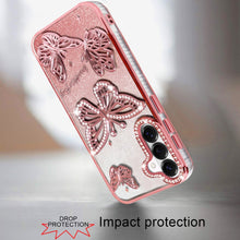 For Samsung S26 6.3" Case Bling Butterflies 3D Glitter Cover + Tempered Glass