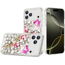 For iPhone 17 Pro Max Case Full Diamond Bling 3D Jewel Ornaments +Tempered Glass