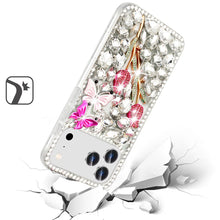 For iPhone 17 Pro Max Case Full Diamond Bling 3D Jewel Ornaments +Tempered Glass