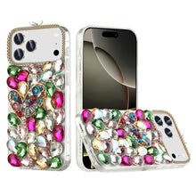 For iPhone 17 Pro Max Case Full Diamond Bling 3D Jewel Ornaments +Tempered Glass