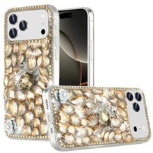 For iPhone 17 Pro Max Case Full Diamond Bling 3D Jewel Ornaments +Tempered Glass